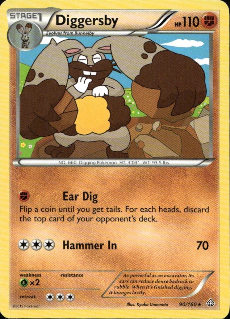 Diggersby 90/160 Rare Primal Clash Pokemon Lightly Played