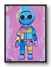 Xtn Original Astronaut 9x12 Contemporary Bold Pop Art Acrylic Painting on Canvas