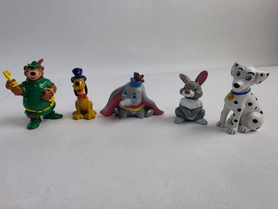 Lot of 5 Vtg 1980s Bully Disney Figures Thumper Dumbo Pluto Little John Perdita