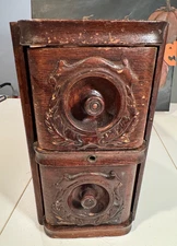 Antique 1919 SINGER Treadle Sewing Machine Cabinet 2 Wood Drawers Side Frame