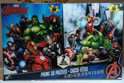 2 Marvel Avengers Prime 3D Puzzles 500 Pieces Each 61x46cm New Open Box #86