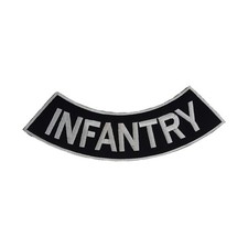 INFANTRY Rocker Patch - 11" x 2" Large Black & Silver Biker Vest Jacket DIY Cut