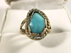VINTAGE NAVAJO 925 STERLING SILVER TURQUOISE SIZE 5 RING 3.5g
