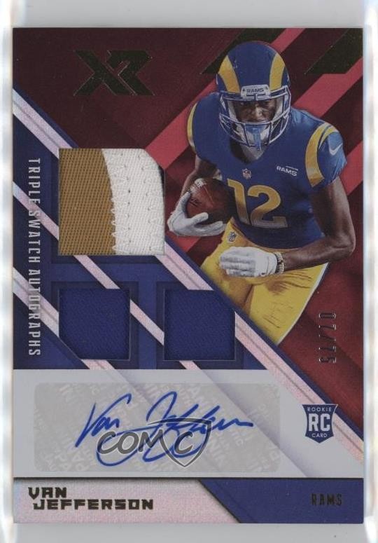 2020 Panini XR Triple Swatch Red 7/75 Van Jefferson #227 Rookie Auto RC 1kh7