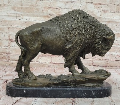 Large Vintage High Quality Austrian Bronze American Western Bison Buffalo Statue