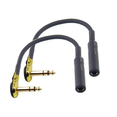 Right Angle 6.35 mm Male to 6.35 Female Adapter Gold Plated ¼ inch ts to ts P...