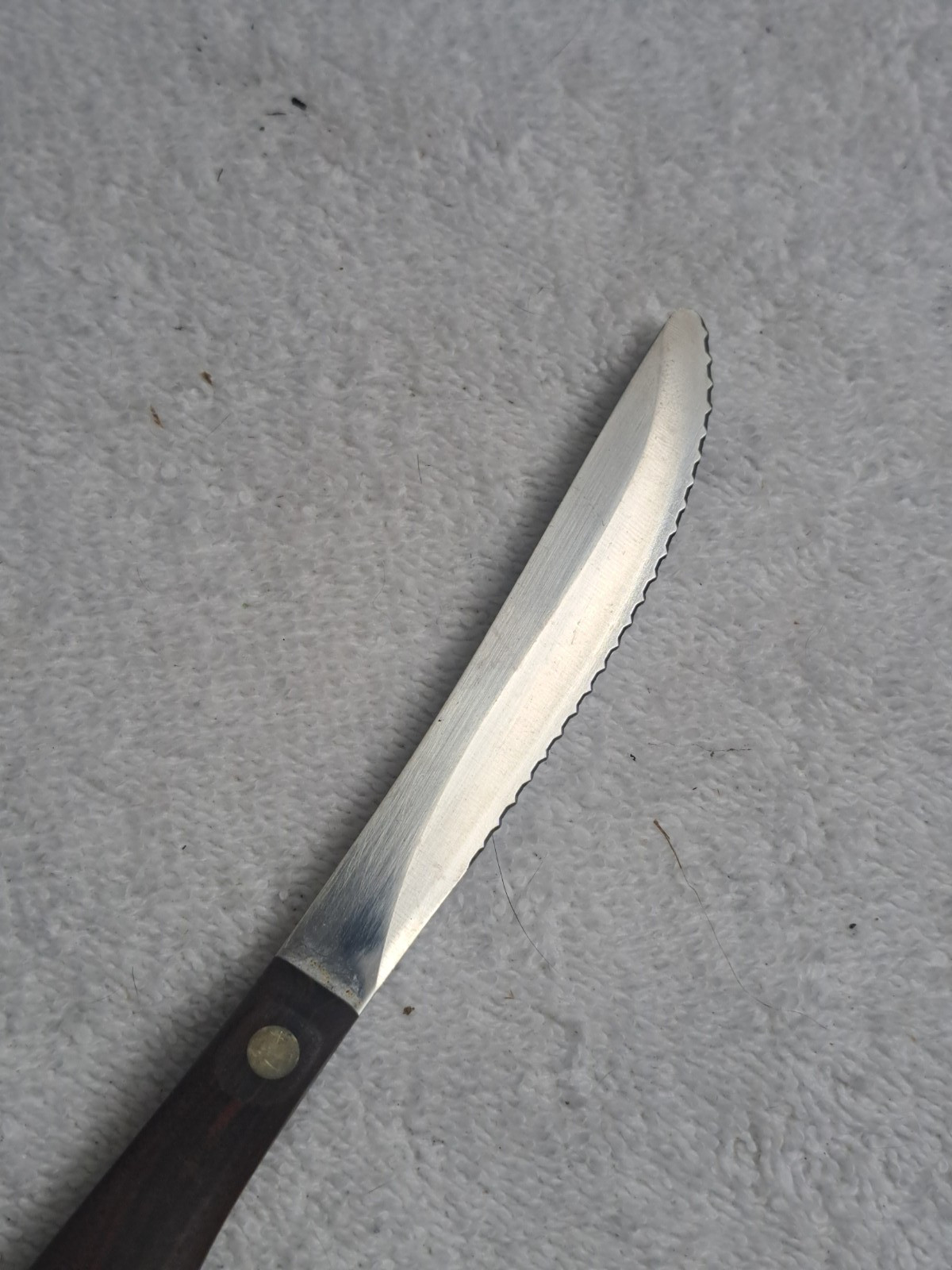 Vtg  Cutco USA 1059 Serrated Blade Table Steak Knife Brown Swirl Handle