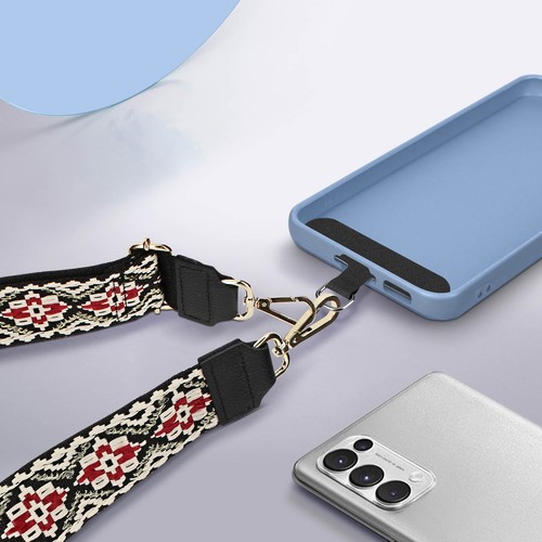 Tracolla per telefono, collezione Vychyvanka nero / fiori - Zdjęcie 4 z 5