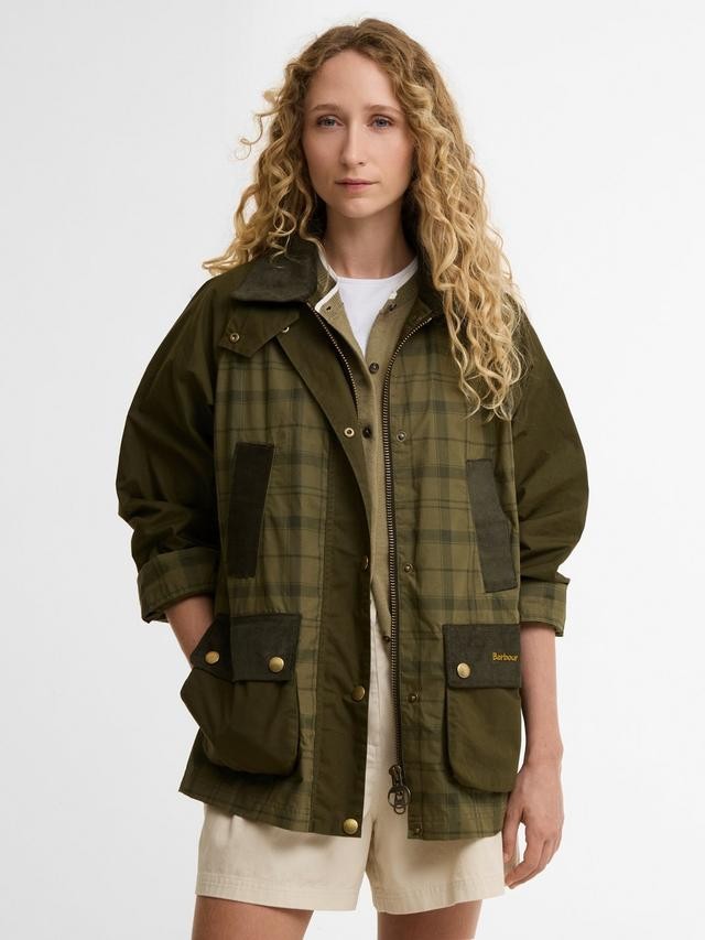 NEW Barbour Icons Modern Beadnell Tartan Women's Casual Jacket Green/Multi UK 10