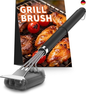 3-in-1 Grillbürste,BBQ-Bürsten, Reinigungsbürste, Robustes Reinigungsset für Gas