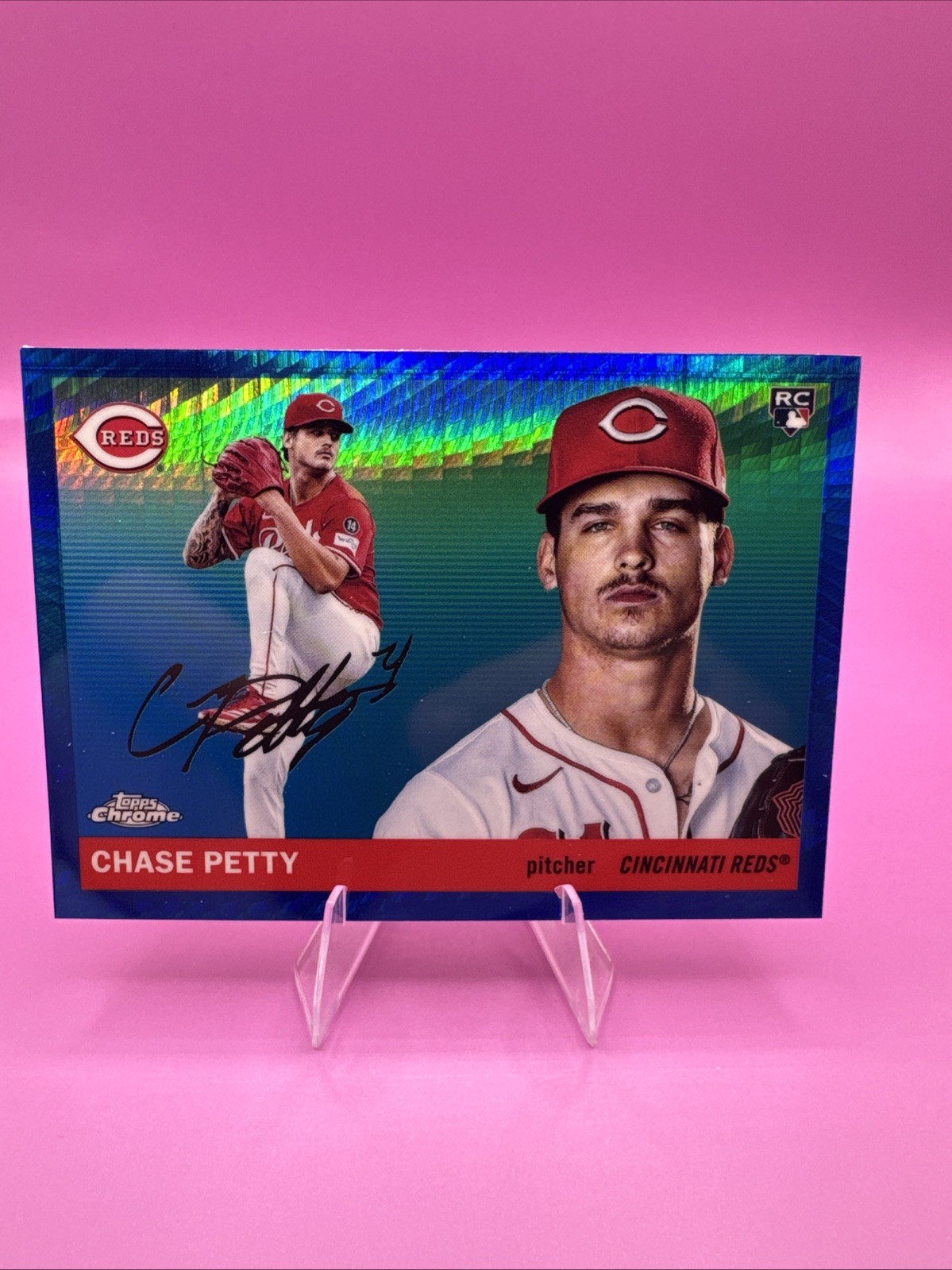 2025 Topps Chrome Platinum Blue Prism Refractor #271 Chase Petty RC Rookie Reds