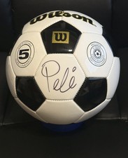 Pele Autograph Signed Soccer Ball  - Witnessed picture proof - Mounted Memories
