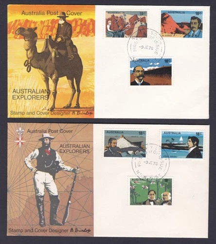 1976 AUSTRALIAN EXPLORERS FULL SET DECIMAL STAMP FIRST DAY COVERS #2203