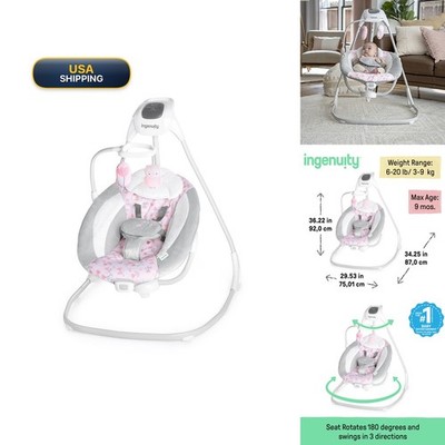 Ingenuity SimpleComfort Baby Swing Pink Cassidy - 6-Speed Multi-Direction with