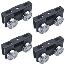4 PCS 4 Wheel Trolley Assembly Rollers Electric Hoist 15/8 Inch Channel Black