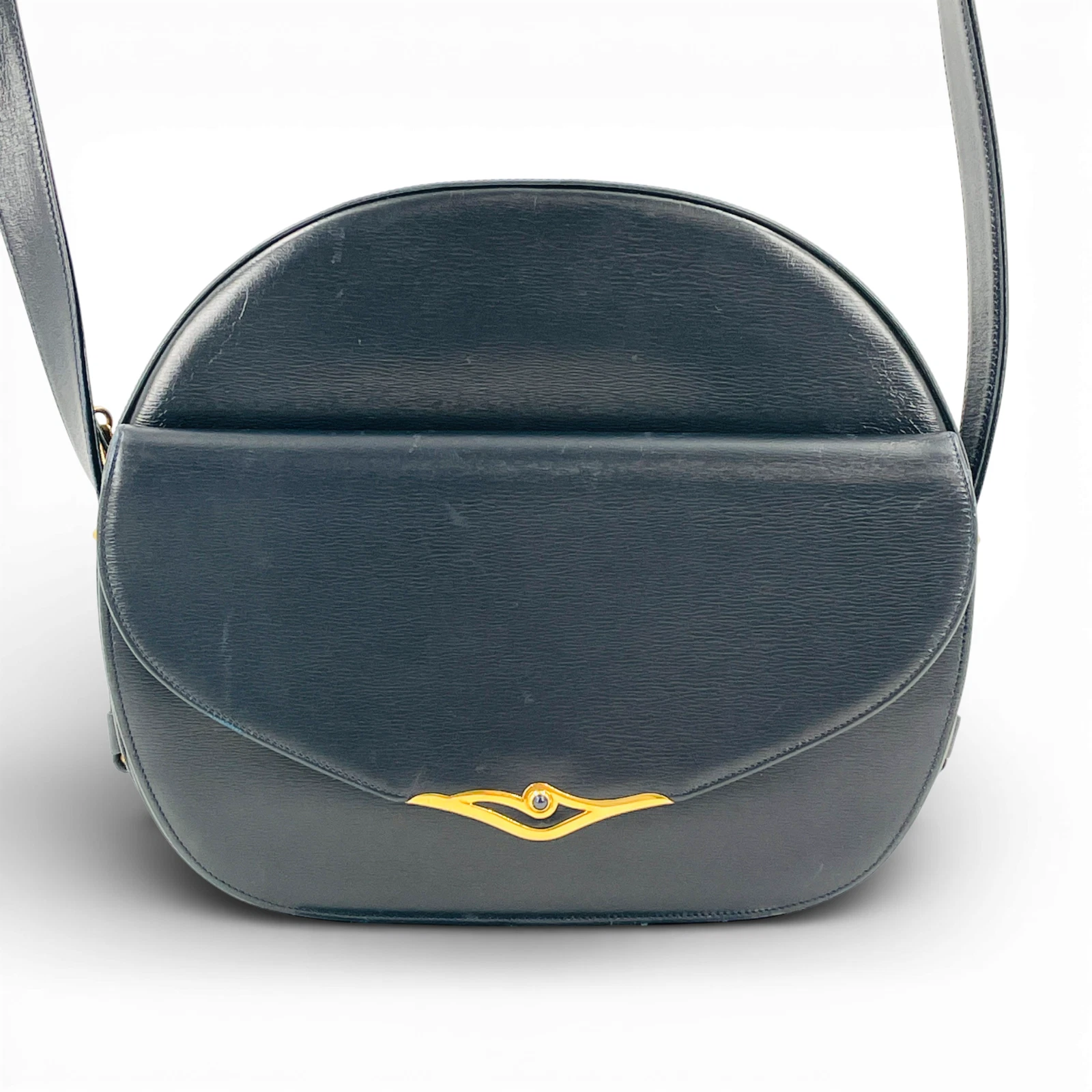 Cartier — Auth CARTIER Sapphire Line Black Ladies Shoulder Bag RG852