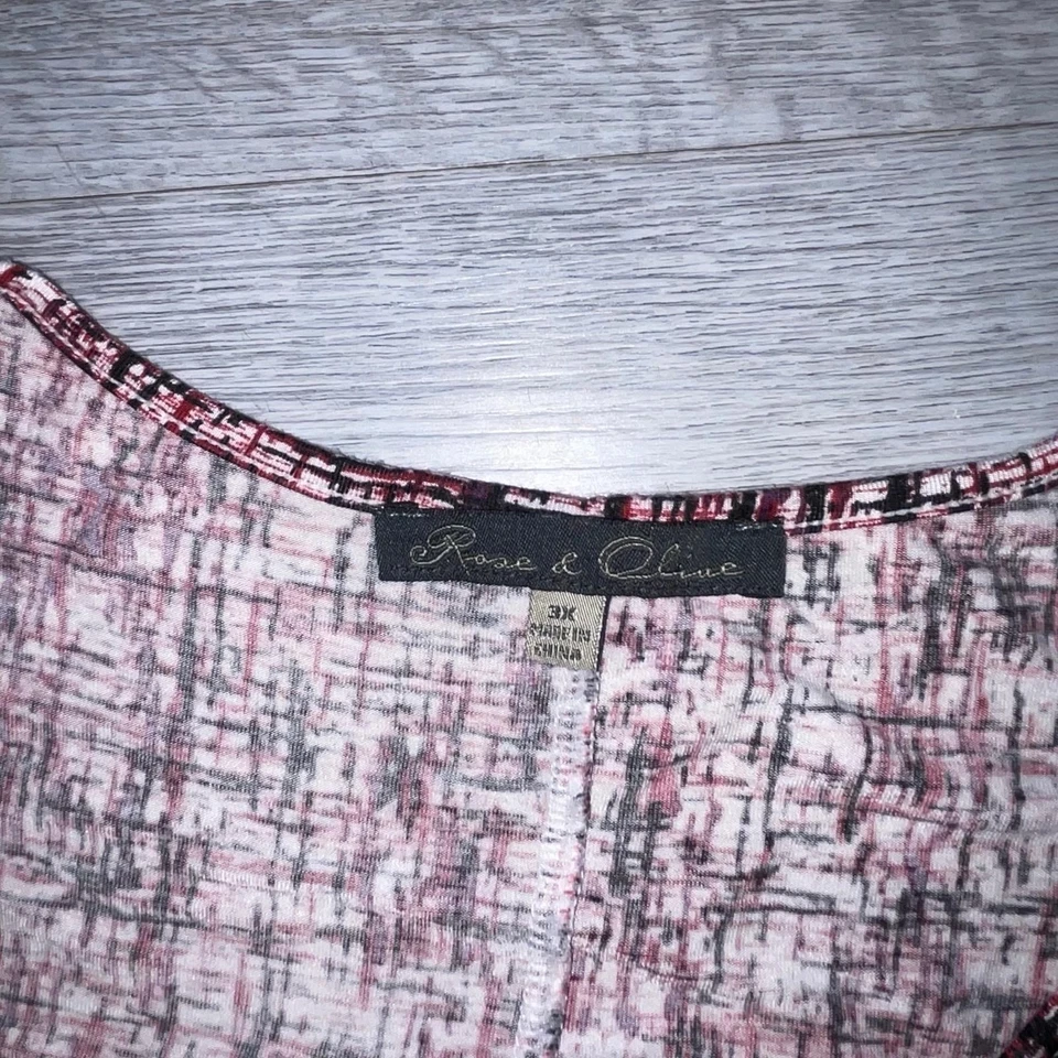 Top túnica boho rosa oliva para mujer 3X Plus manga 3/4 dobladillo puntiagudo fluido Foto 3 de 4