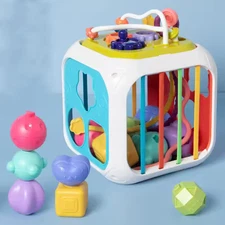 Multifunction Baby Sensory Montessori Activity Cube Toys, Shape Sorter Early