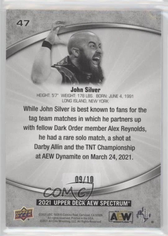2021 Upper Deck AEW Spectrum Beach /10 John Silver #47 Rookie RC - Image 2 of 2