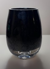 VTG Mid-Century Modern Art Glass Opaque Black Sommerso Style Vase 5.5