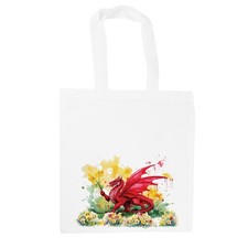 Image of Welsh Dragon & Daffodils Tote Bag - Reusable Shopping Bag Wales Souvenir Gifts