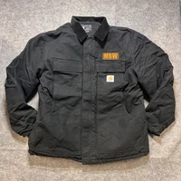 Carhartt C003 Black Duck Traditional Coat Quilt Lined Work Jacket Patch Loose L