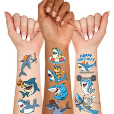 Cute Shark Temporary Tattoo for Party Supplies, 70 PCS Pre- Cut Shark Tattoos S