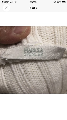 Ladies Extreme Rare Cream M&S Wool Blend Heavy Hooded Open Cardigan, Size 16 - Picture 7 of 7