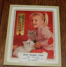 RARE VINTAGE CHICO PACKAGE STORE CLUB SODA CHCOPEE MA. ADVERTISING THERMOMETER