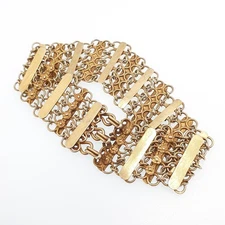 Antique Victorian Gold on Solid Silver Bracelet Gate Link Chainmail Indian Style