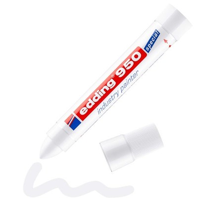 edding 950 Industry Painter - White - 1 Pen - Round Tip 10 mm - Marker for Writi
