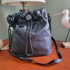 Aldo Black Chevron Stitched Vegan Leather Dra...