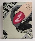 Vtg Pop Art Postmodernist Oil Painting Red Nail On Money Five Dollar Bill 24X30