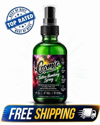 Cosmic Tattoo Numbing Spray 4oz   Topical Tattoo Comfort Spray   Fast Acting