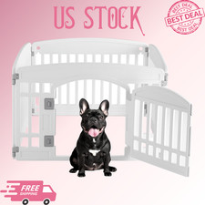 NEW 4-Panel Plastic Dog Playpen 24" Indoor Outdoor Puppy Fence with Door White
