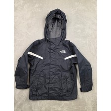 The North Face HyVent Jacket Boys XXS Black Hooded Rain Shell Reflective Stripe