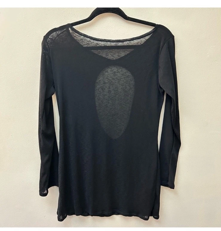 Ujena 84 black sheer long sleeve open back swimsuit cover up one Size - Image 2 of 4