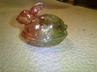 Vintage L.E. Smith Pink & Green Glass Bunny — photo 1