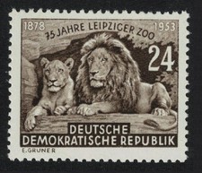 GDR Lions 75th Anniversary of Leipzig Zoo 1953 MNH SG#E145 MI#397