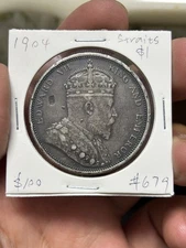1904 Straits Settlement One Dollar Silver Coin Edward VII
