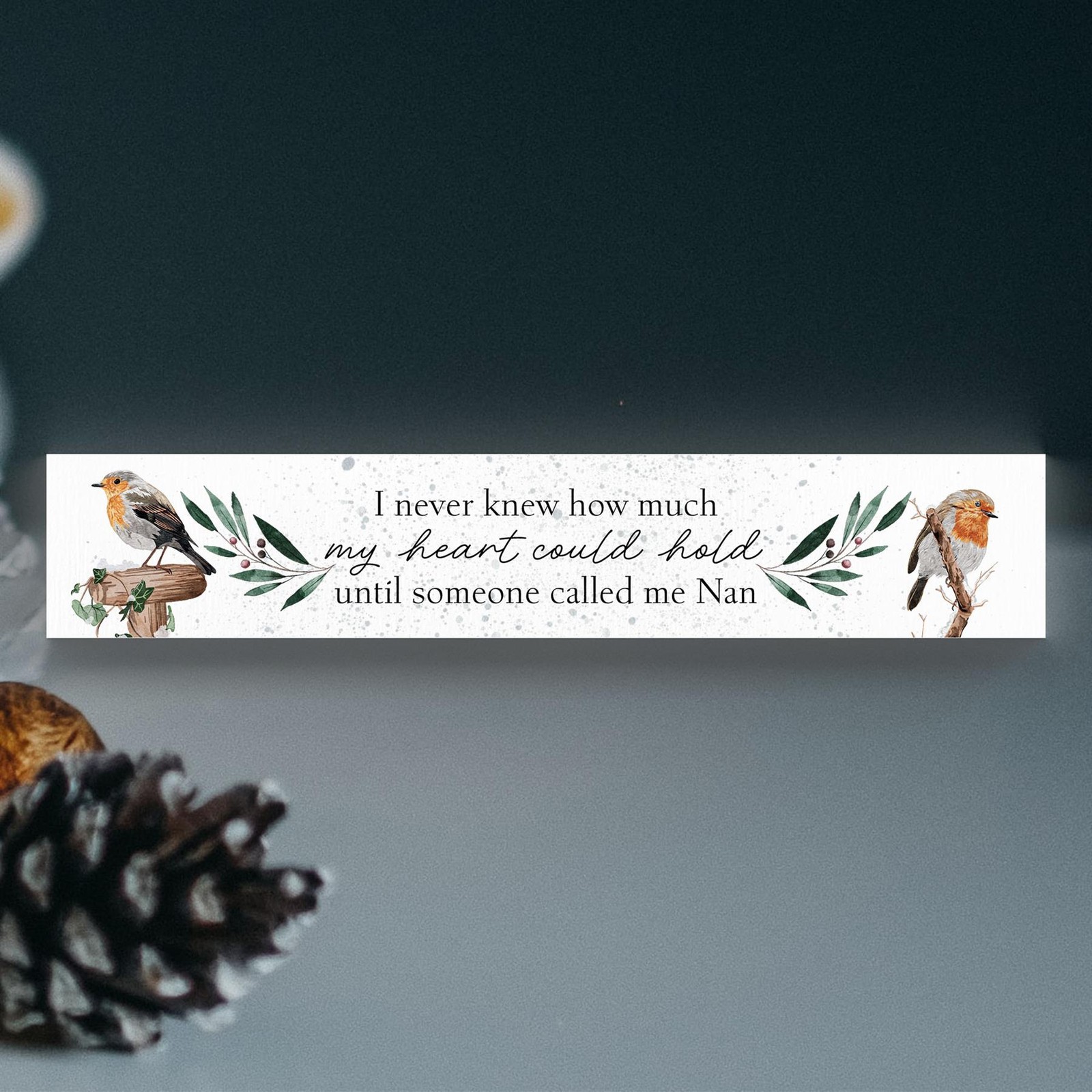 Heart Could Hold Someone Called Me Nan Robin Watercolour Wooden Momento Block