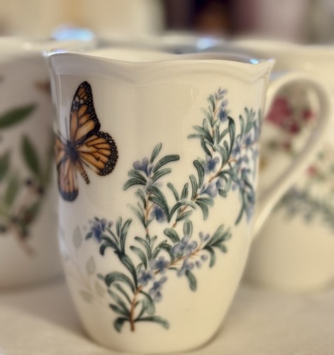 Lenox Butterfly Meadow HERBS Set of 4- 12oz Mugs Brand New - Picture 2 of 7
