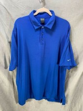 Nike Polo Shirt Adult XL Blue Short Sleeve Gray Tag Button Golfer Mens.