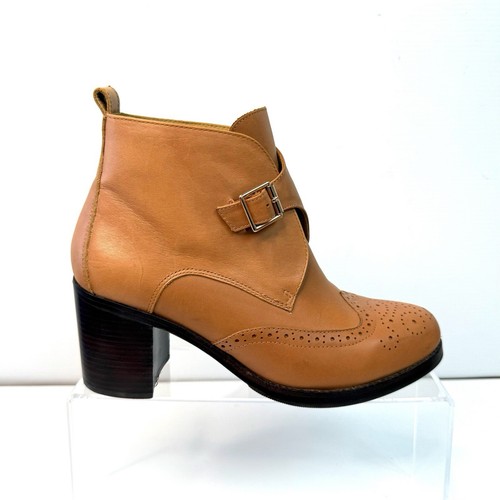 Bared Size 41 10 Brown Leather Ankle Boots With Buckle - Picture 4 of 20