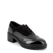 Scarpe allacciate francesine Igi&co 2652700 nero vernice e camoscio tacco 4,5 cm