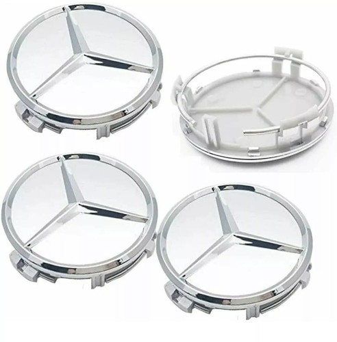 Mercedes Benz Silver alloy wheel center caps hubcaps - Picture 3 of 3