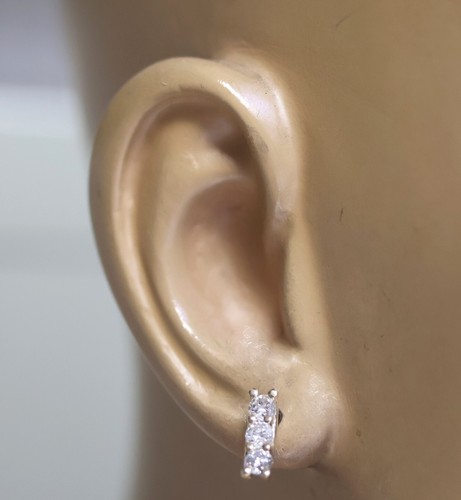 10k yellow gold 1.16ct I2 F 3 stone round natural diamond stud earrings 1.9g bar - Imagen 8 de 8