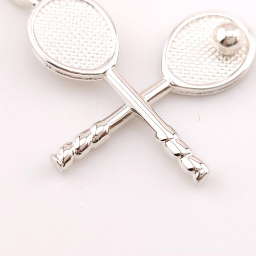 Tiffany & Co. Sterling Silver Tennis Racquet Racket with Ball Charm Pendant - Imagen 5 de 11