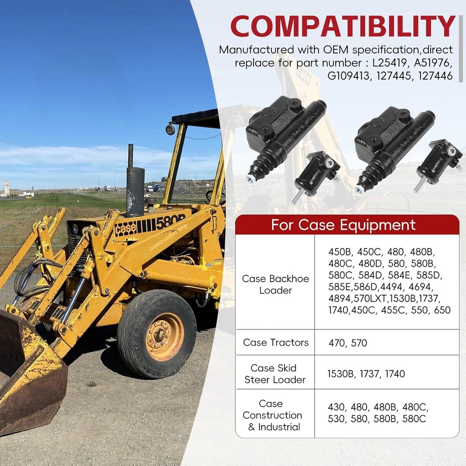 Kit de cilindros esclavos maestros de freno Case retroexcavadora 480C 580C A51976 L25419 CANTIDAD 2 Foto 2 de 4