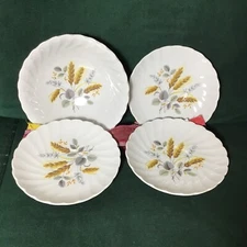 Vintage MYOTT Fine Ironstone Wheat Design STAFFORDSHIRE England 3 Saucers 1 Bowl